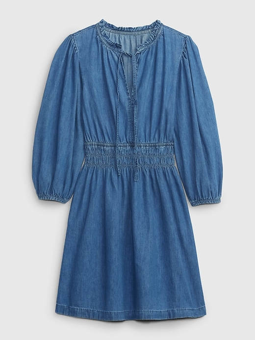Image number 6 showing, 100% Organic Cotton Denim Puff Mini Dress with Washwell