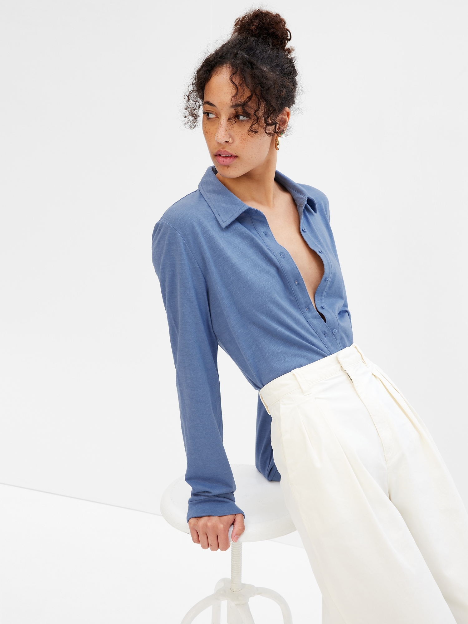 Soft Knit Button-Up Shirt | Gap