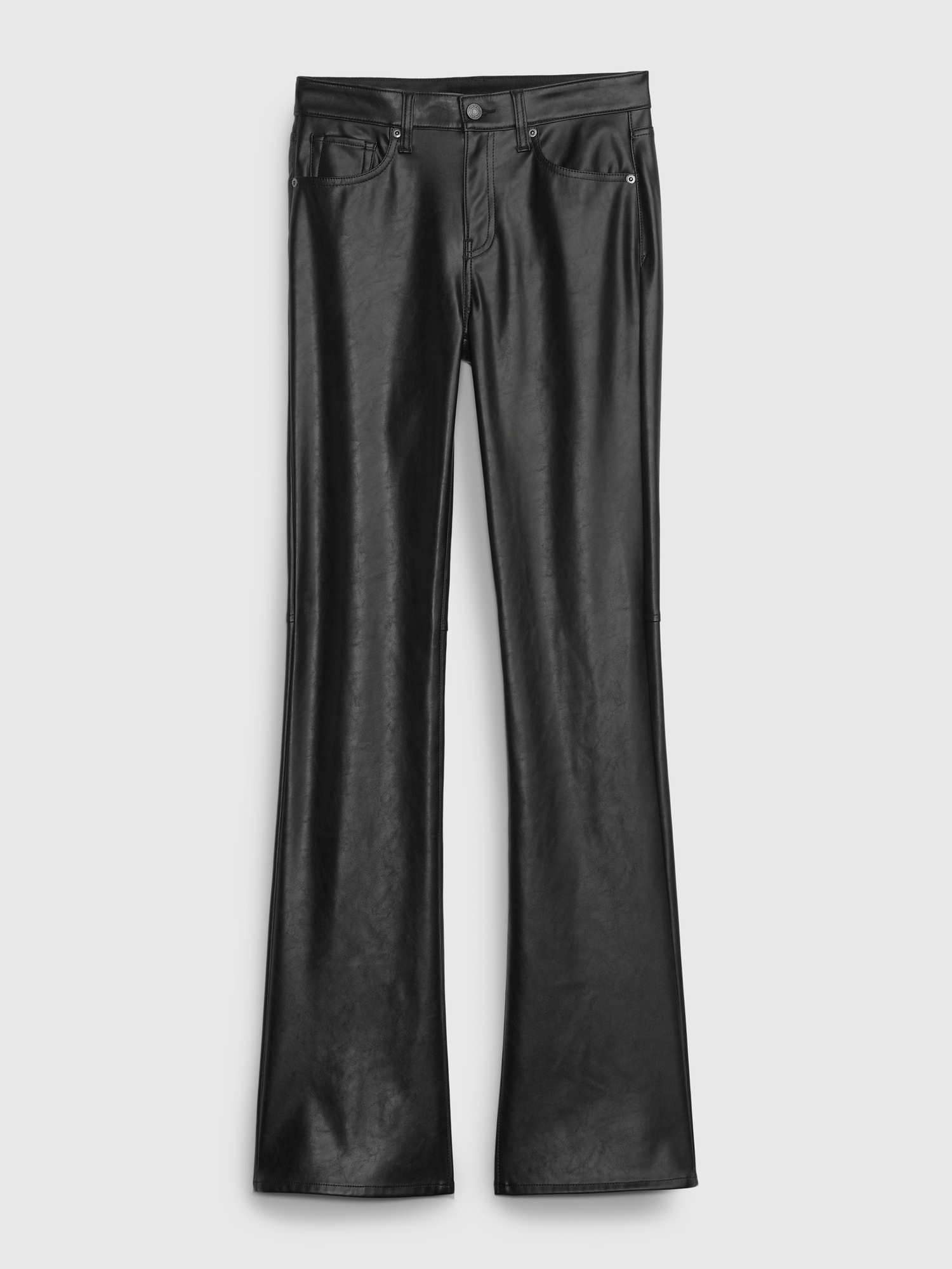 Mid Rise Vegan Leather Baby Boot Pants