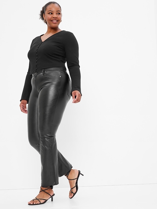 Image number 4 showing, Mid Rise Vegan Leather Baby Boot Pants
