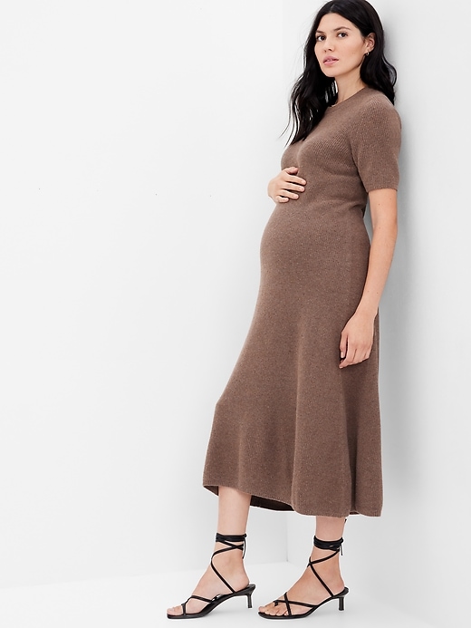 Image number 1 showing, Maternity Rib Midi Sweater Dress