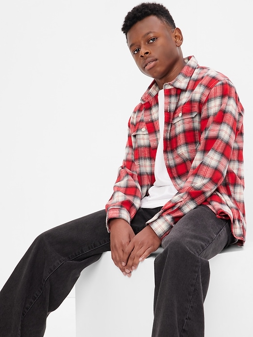 View large product image 1 of 1. Teen Organic Cotton Flannel Shirt