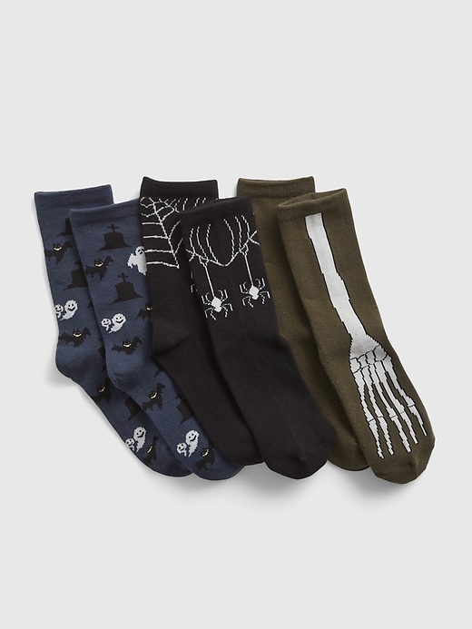View large product image 1 of 1. Kids Halloween Crew Socks (3-Pack)