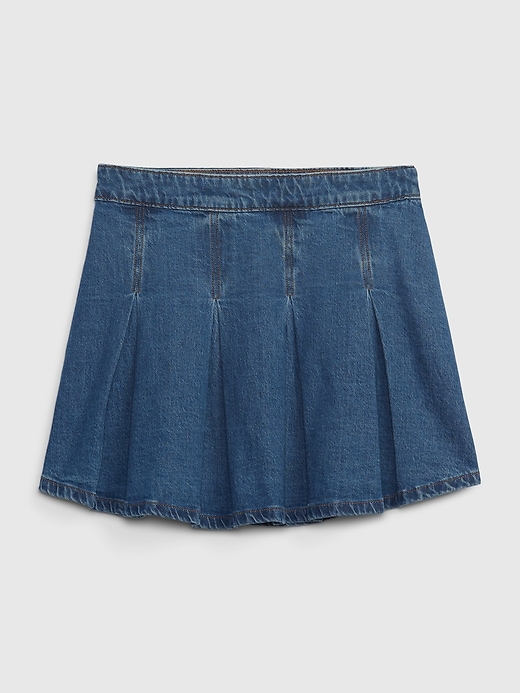 Image number 3 showing, Teen Pleated Denim Skirt with Washwell