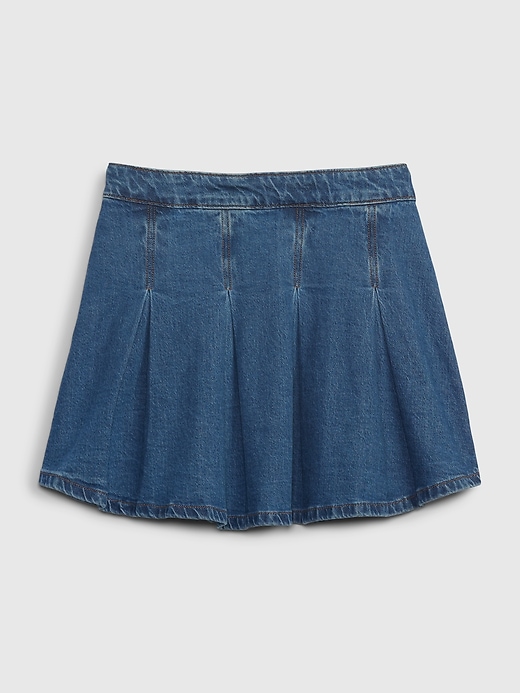 Image number 4 showing, Teen Pleated Denim Skirt with Washwell