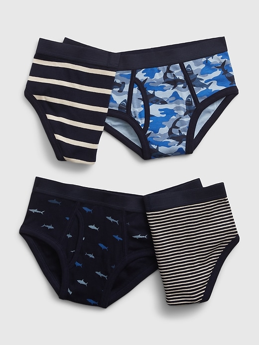 Image number 1 showing, Kids Organic Cotton Shark Briefs (4-Pack)