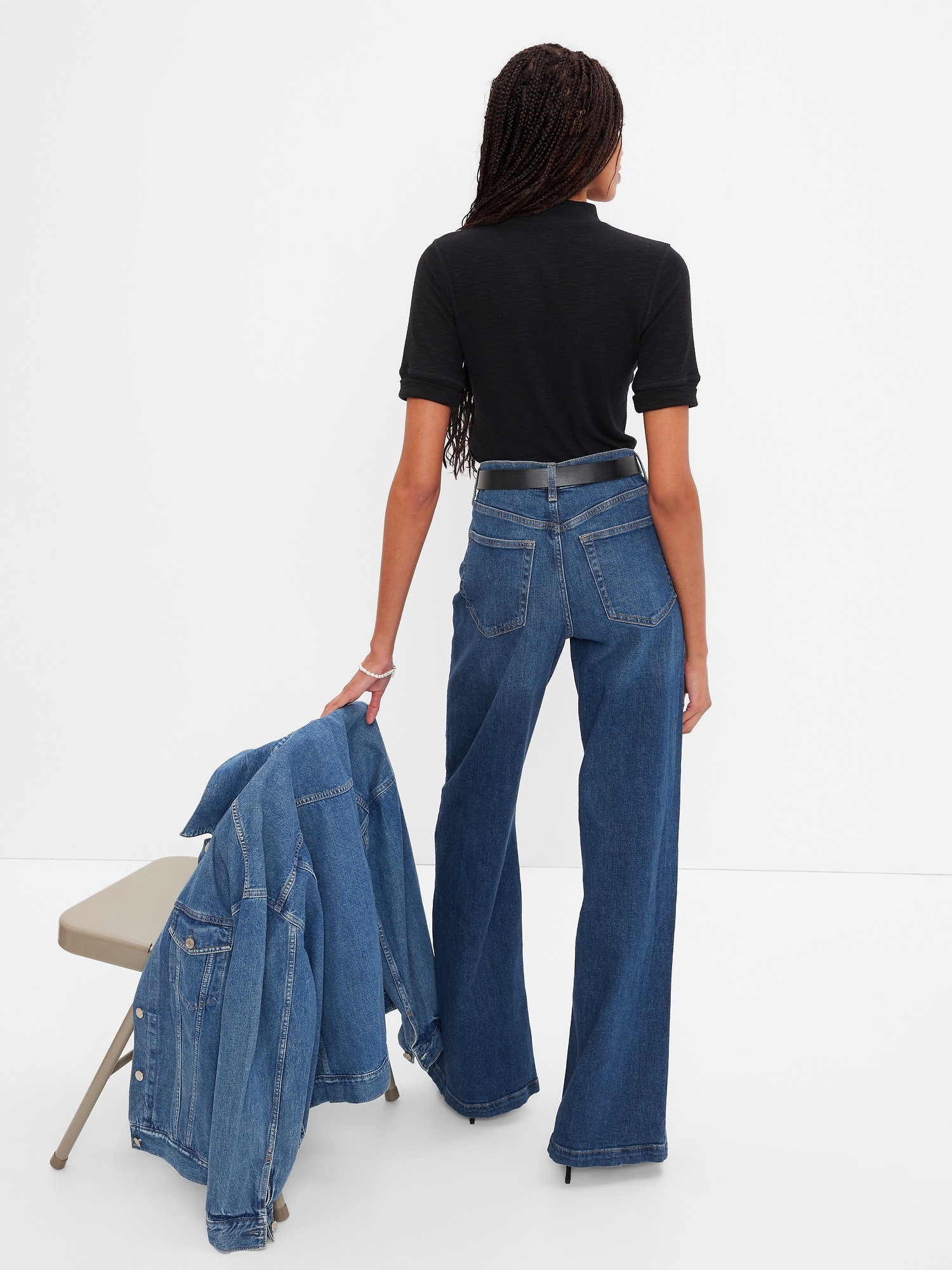Gap High Rise Wide-Leg Jeans With Washwell Dark Wash