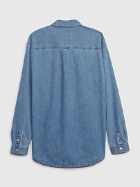 View large product image 4 of 4. Teen Oversized Denim Shirt with Washwell