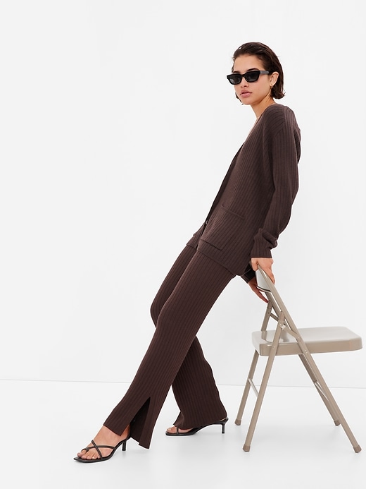 Image number 1 showing, Mid Rise Split Flare Sweater Pants