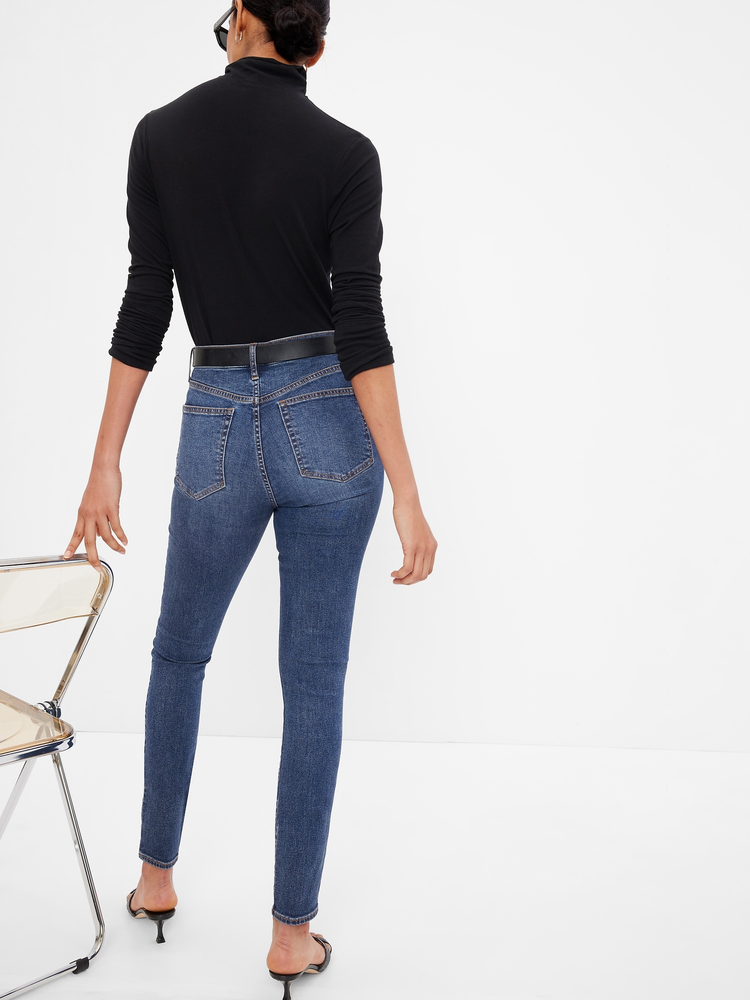 NWT Gap Dark Wash High Rise True Skinny Jeans Soft Wear Stretch Denim 27 R