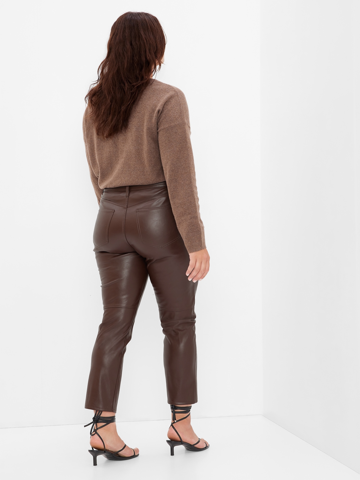 Vintage 100% Leather Brown Pants / 90's High Rise Chocolate Brown