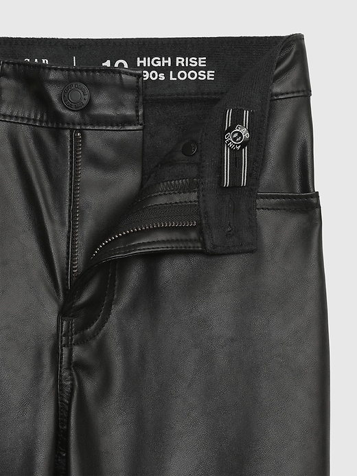 Image number 3 showing, Kids High Rise Vegan Leather '90s Loose Pants