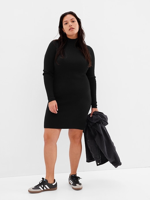 Image number 4 showing, Mockneck Merino Wool-Blend Midi Sweater Dress