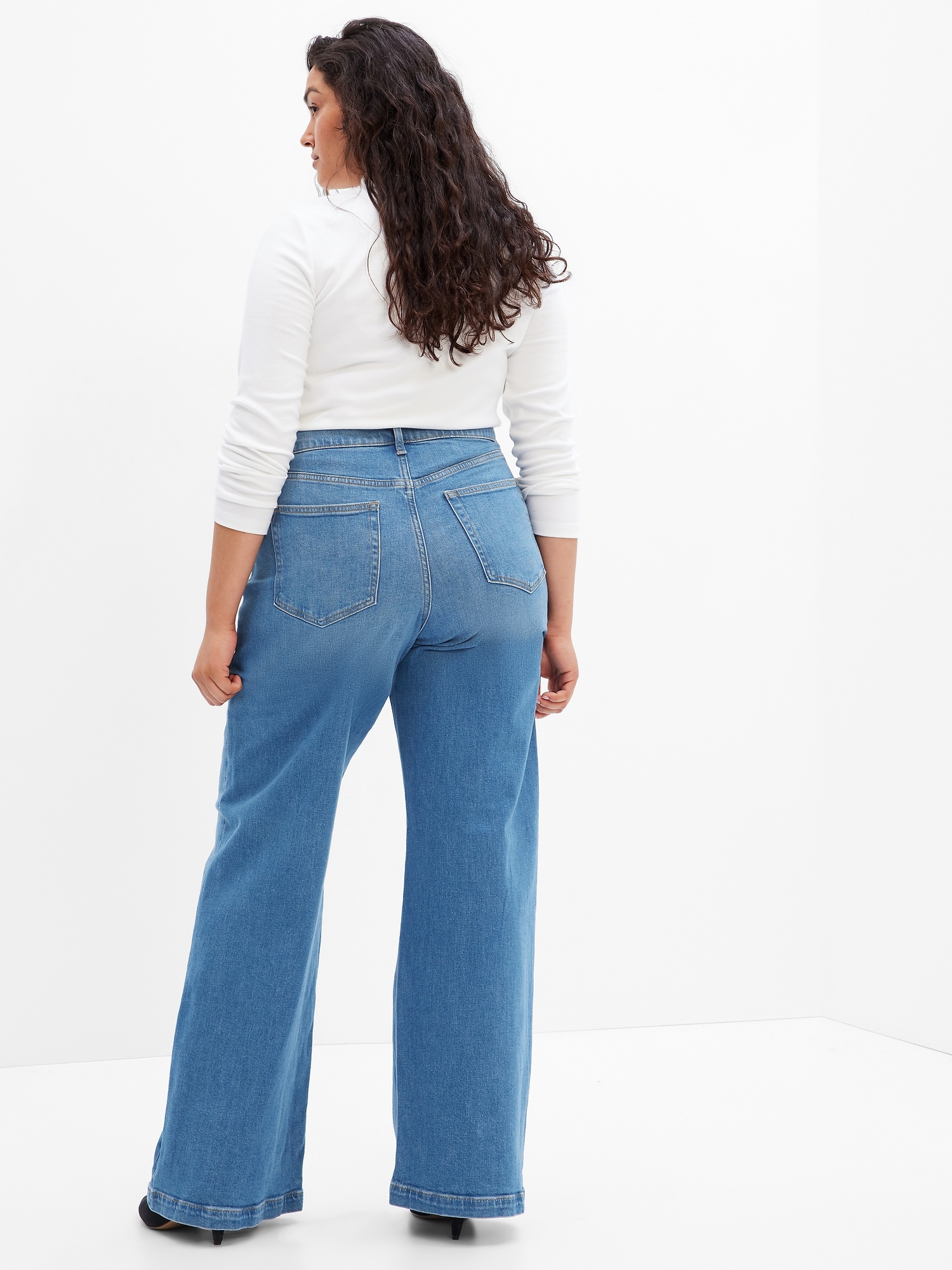 Buy Gap Mid Wash Blue High Waisted Wide Leg Washwell Jeans from the Next UK  online shop