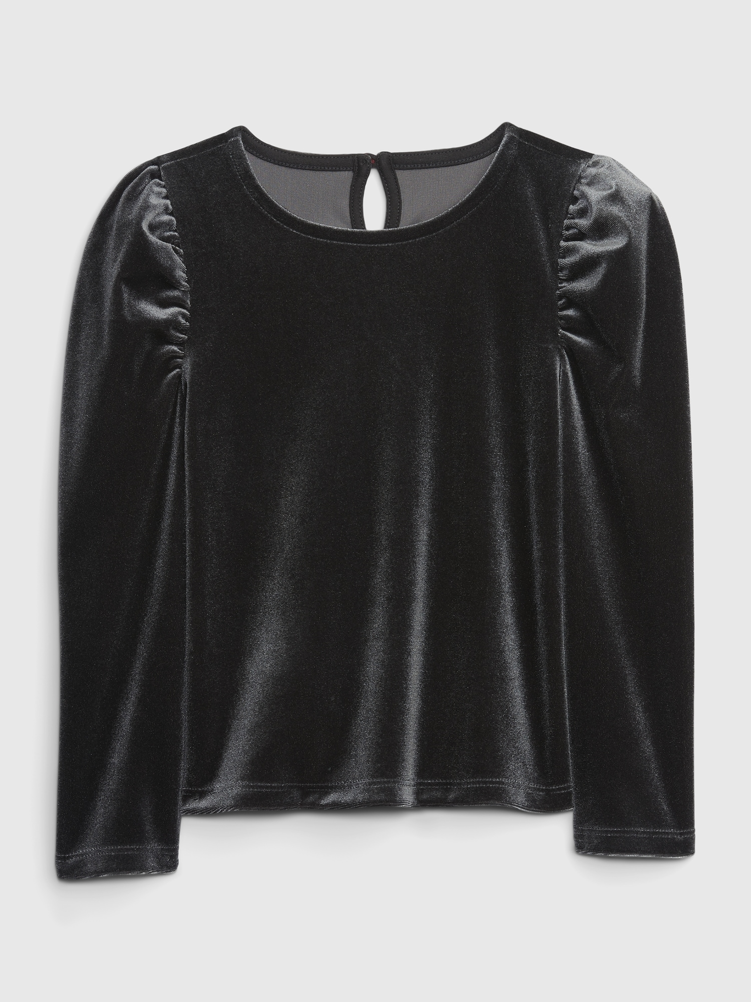 Gap Toddler Puff Sleeve Velvet Top black. 1