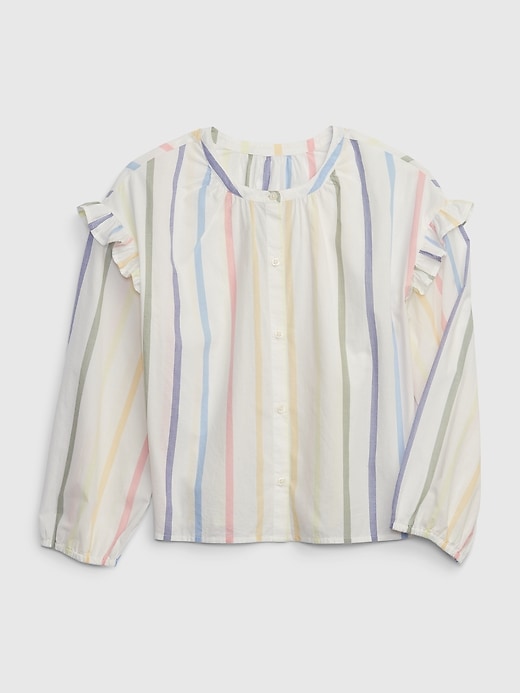 View large product image 1 of 1. Kids Striped Ruffle Shirt