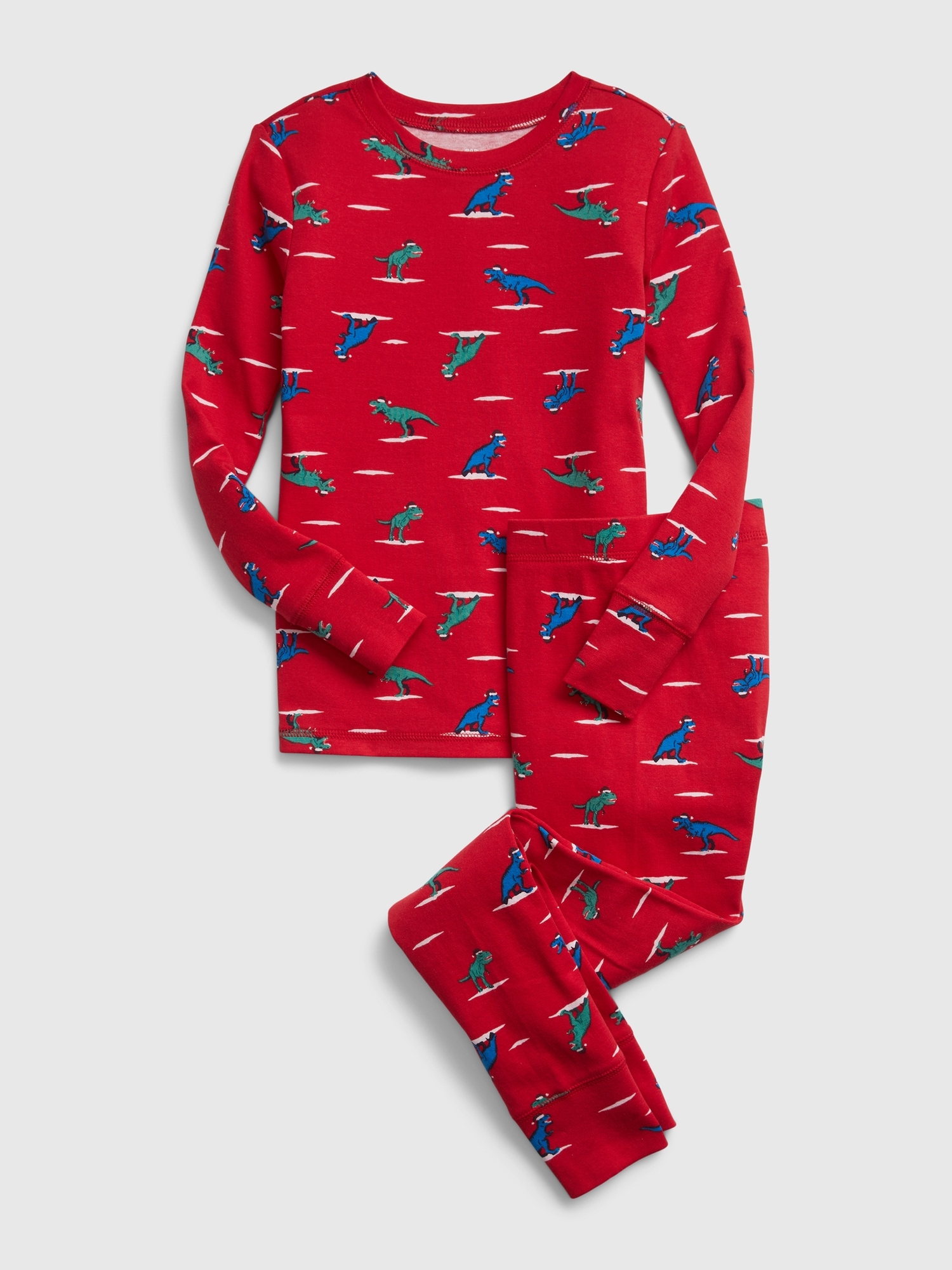 Kids 100% Organic Cotton Christmas T-Rex PJ Set | Gap