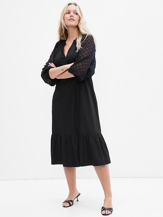 Image number 4 showing, Lace Sleeve Midi Dress