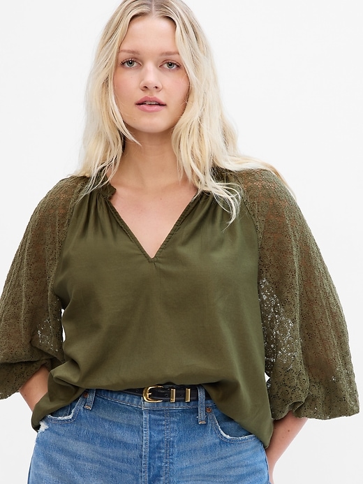 Image number 4 showing, Lace Sleeve Top