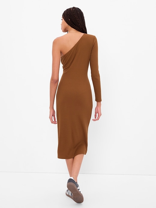 Image number 2 showing, One-Shoulder Rib Midi Dress