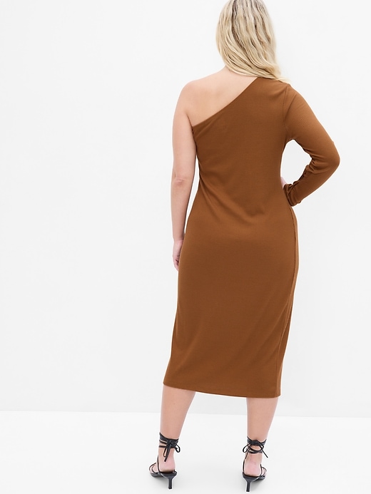 Image number 5 showing, One-Shoulder Rib Midi Dress