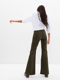 As-is Adorable 1970s Corduroy Flare Pants With Denim Knee Patches