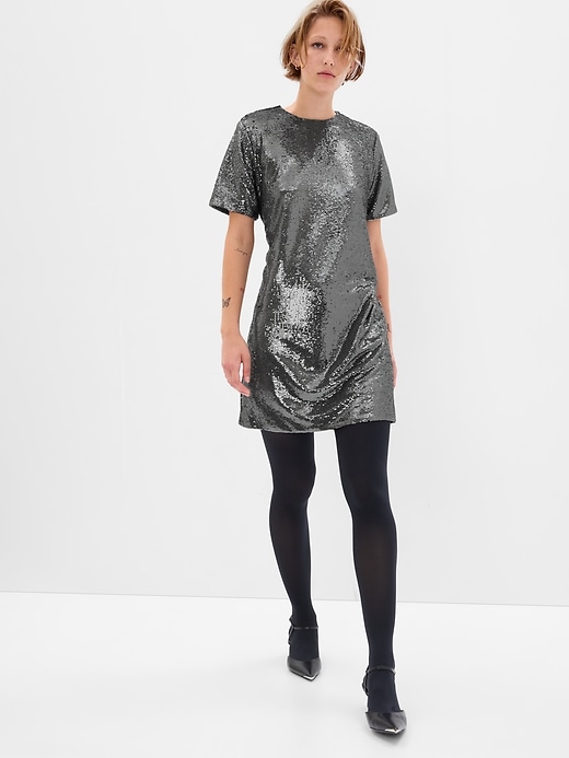 Image number 1 showing, Recycled Sequin T-Shirt Mini Dress
