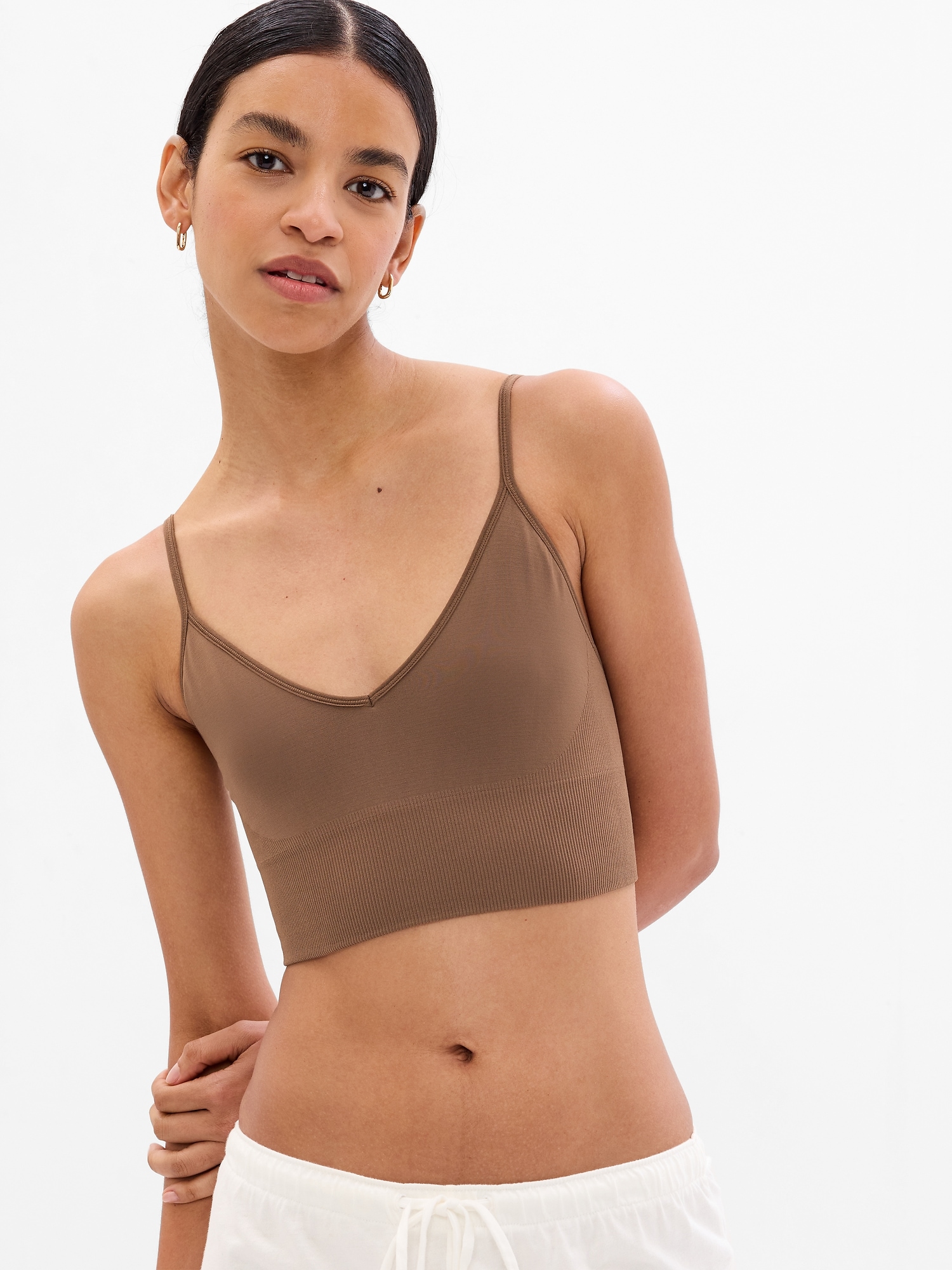 Gap Plunge Seamless Bralette brown. 1