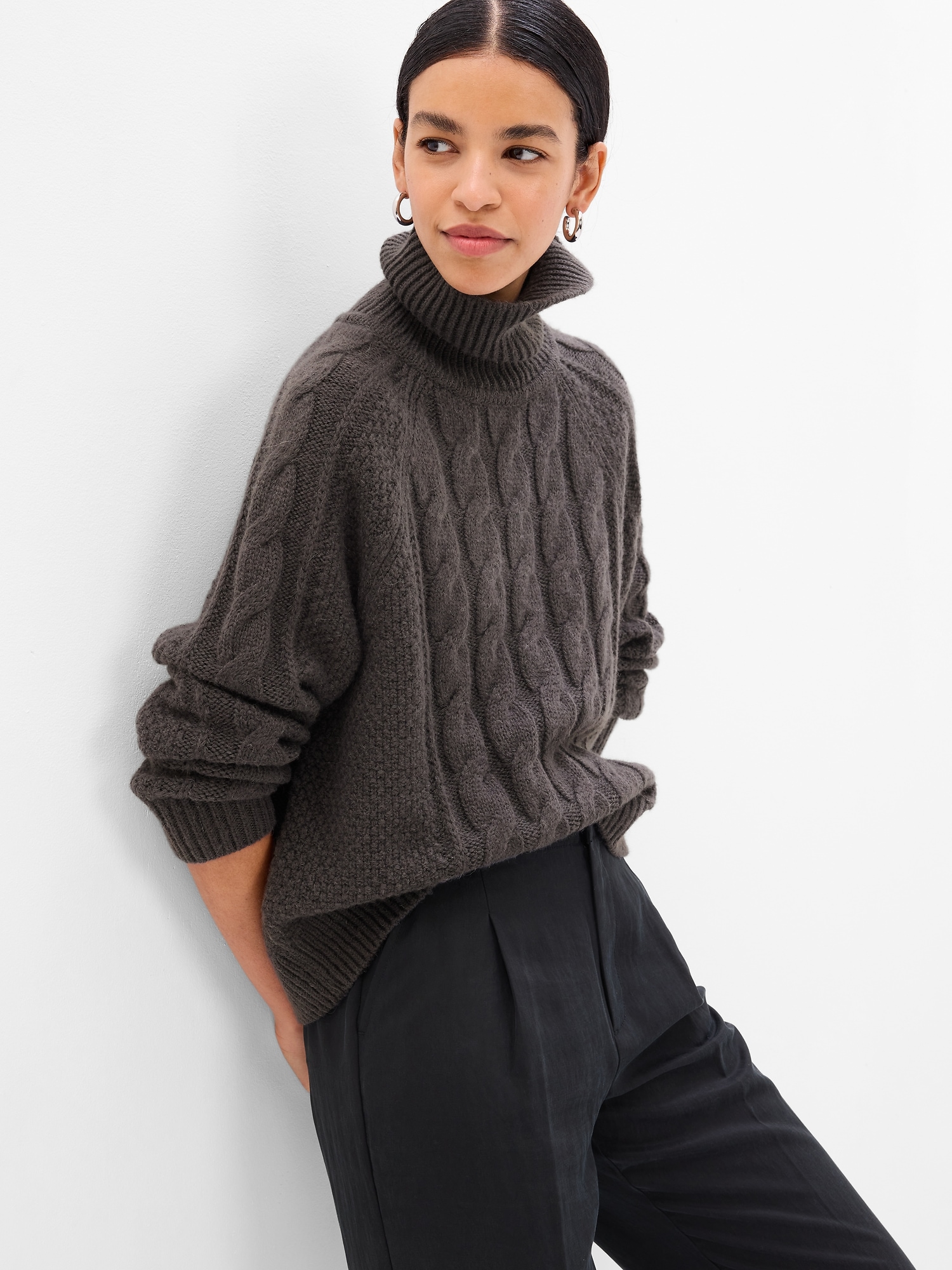 Gap Cable-Knit Turtleneck Sweater gray. 1