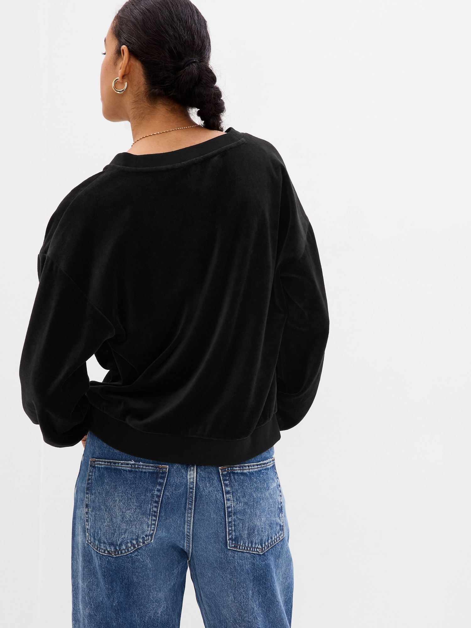 Easy V-Neck Velour Sweatshirt | Gap