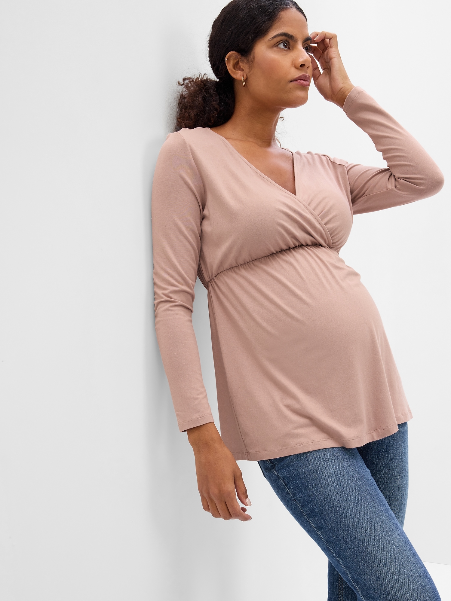 Maternity Jersey Nursing Wrap Top | Gap