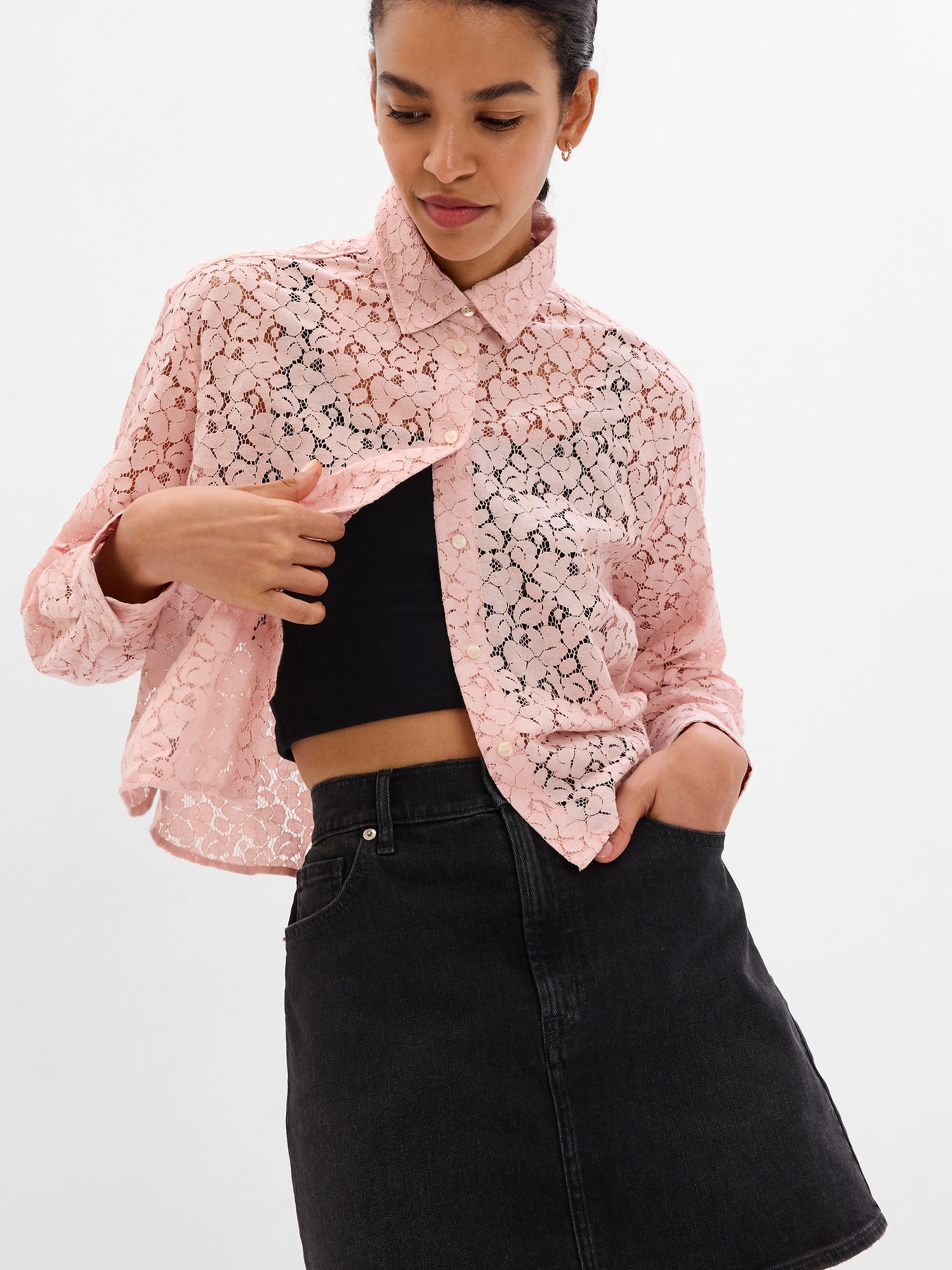 Lace Cropped Shirt | Gap