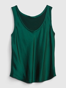 Satin Tank Top - Dark green - Ladies