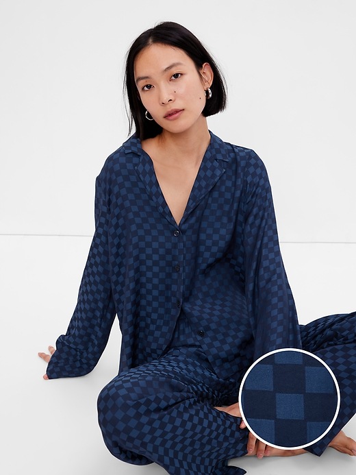 Jacquard Silk Pajama Shirt | Size L