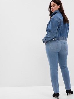 Medium Wash Mid Rise Straight Leg Jeans The Original Comfort