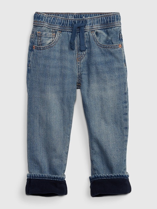 Image number 1 showing, Toddler Fleece-Lined Slim Jeans with Washwell