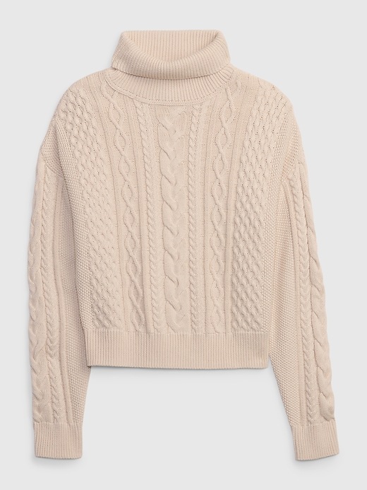 Image number 4 showing, Cropped Cable-Knit Turtleneck Sweater