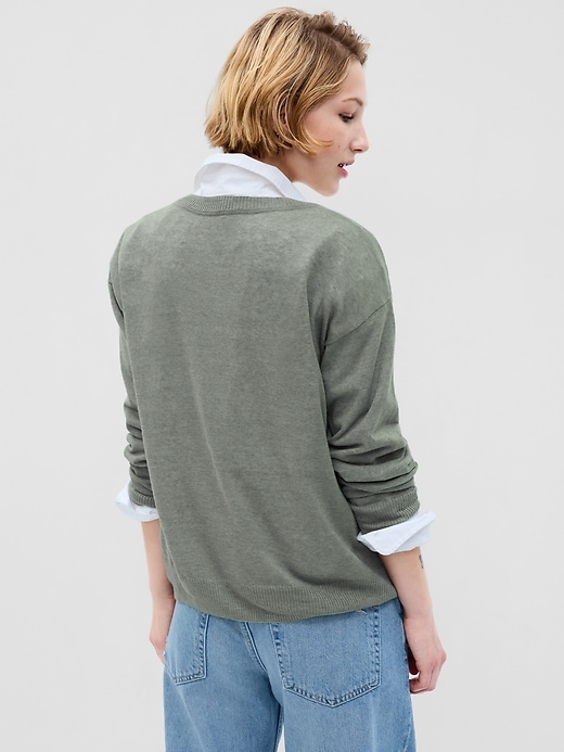 Image number 2 showing, Linen-Blend V-Neck Sweater