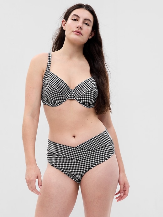Image number 4 showing, Textured Gingham Crossover Bikini Bottom