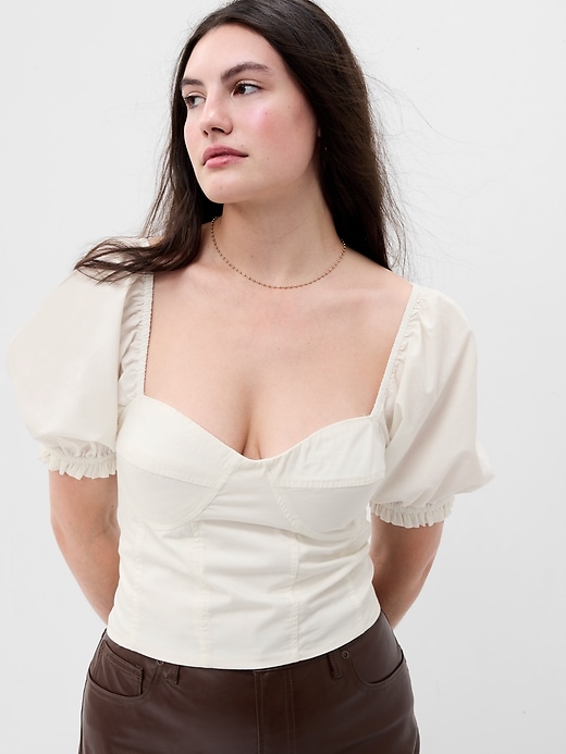 Image number 4 showing, Puff Sleeve Sweetheart Crop Top