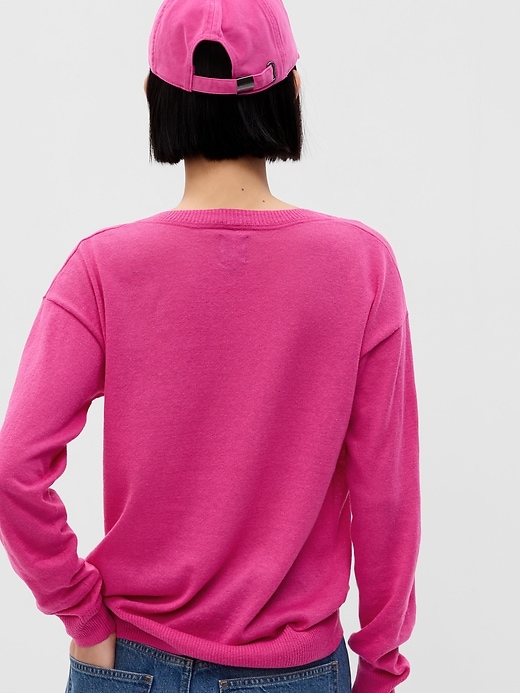 Image number 2 showing, Linen-Blend V-Neck Sweater