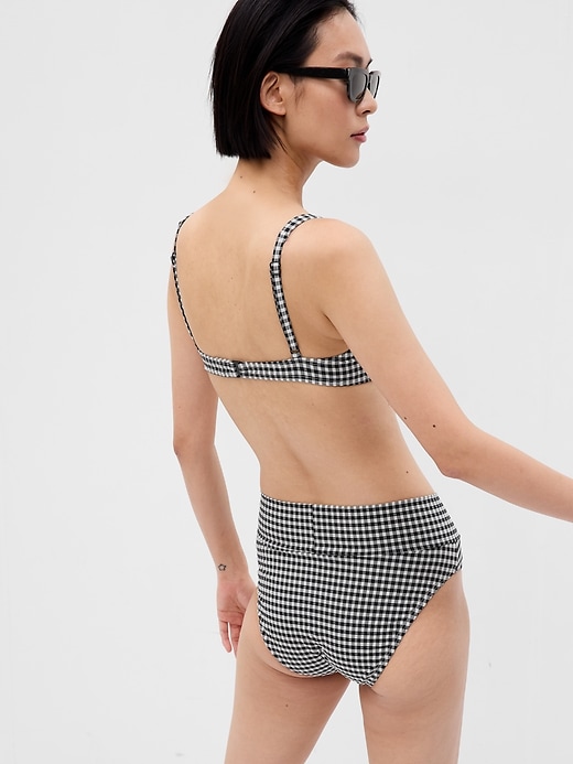 Image number 2 showing, Textured Gingham Crossover Bikini Bottom