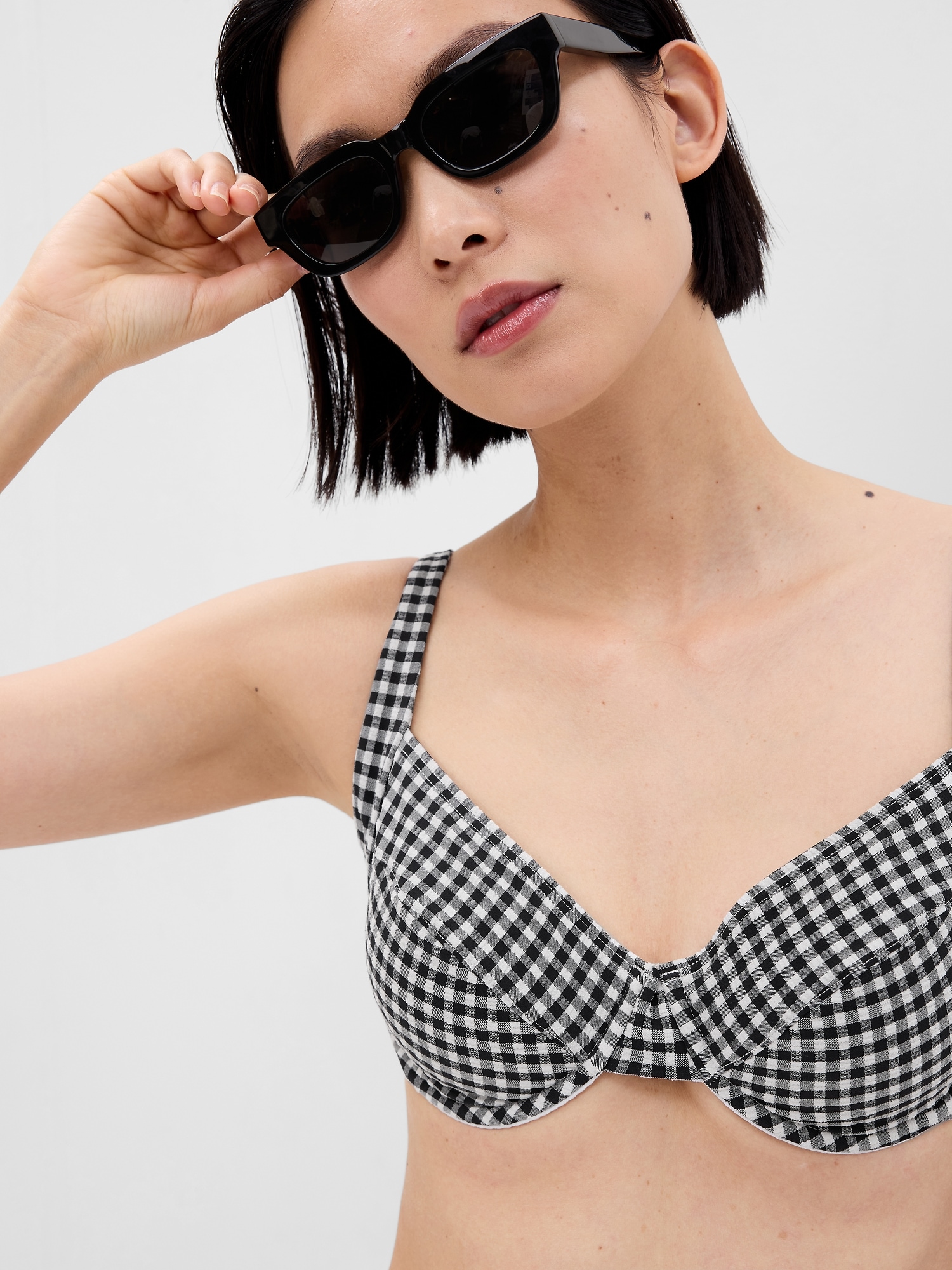 Textured Gingham Bikini Top Gap