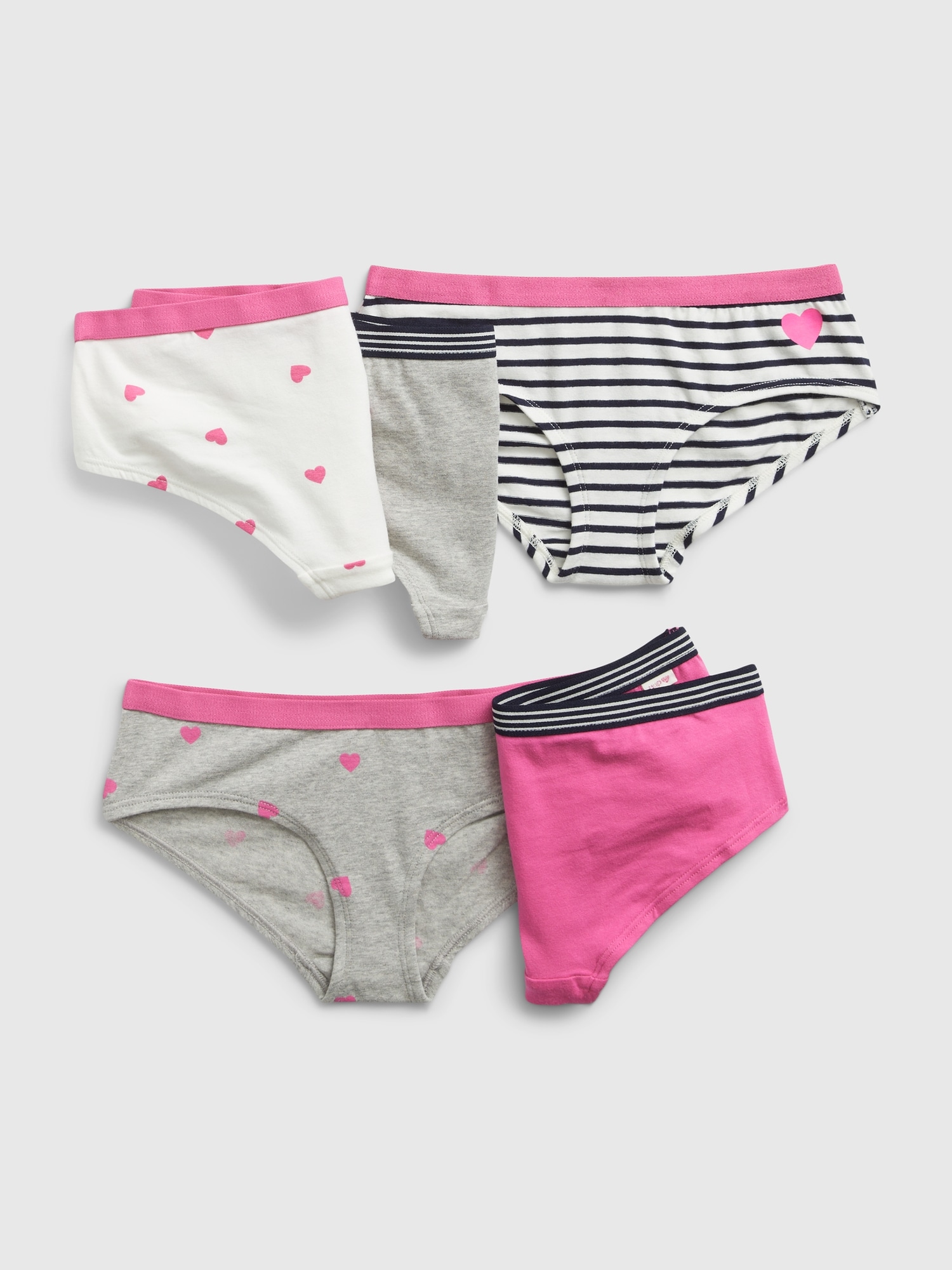 5-pack Cotton Hipster Briefs - Light pink/dark red/white - Kids