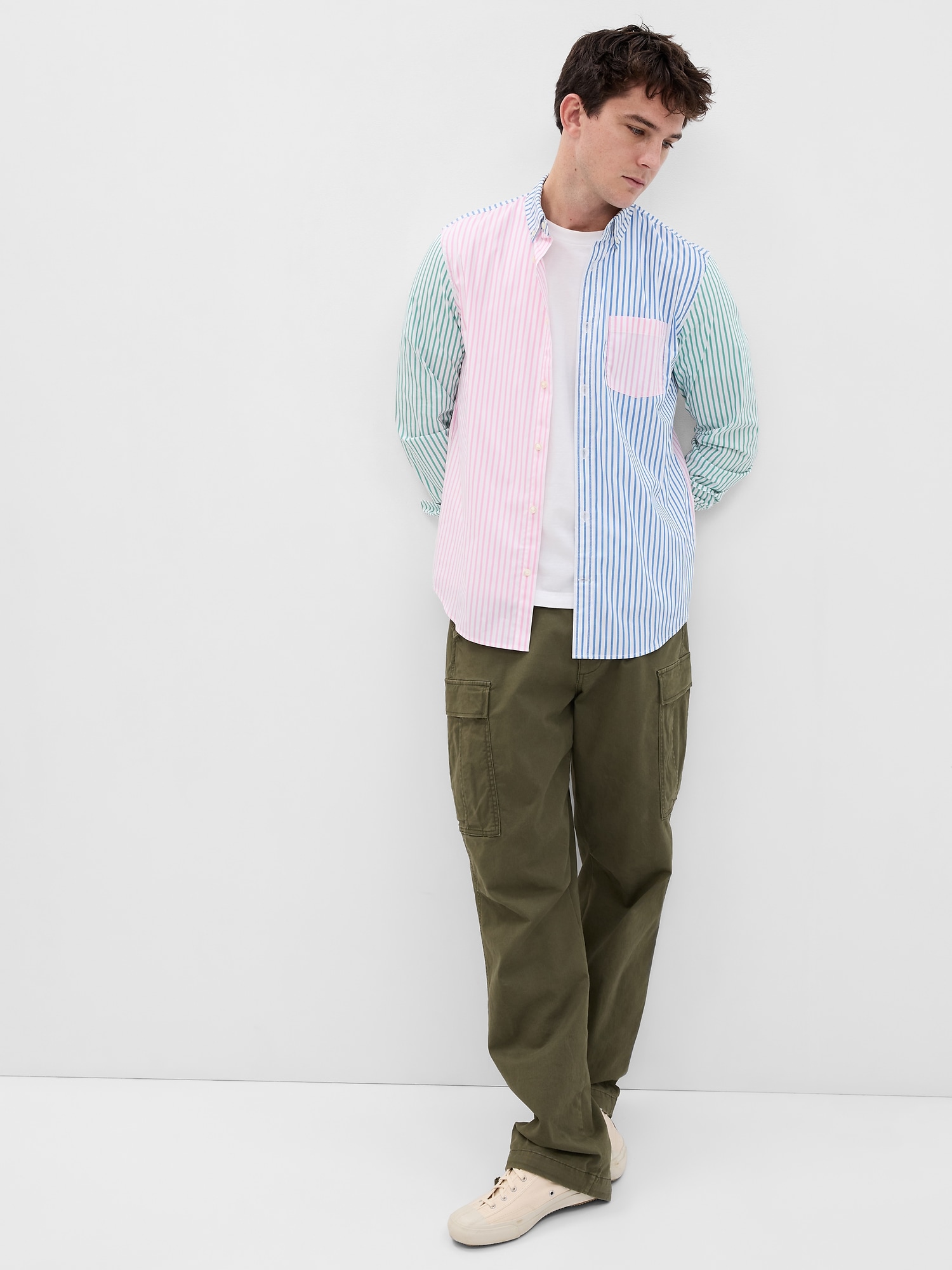 Gap All-day Poplin Shirt In Standard Fit In Soft Multi Stripe