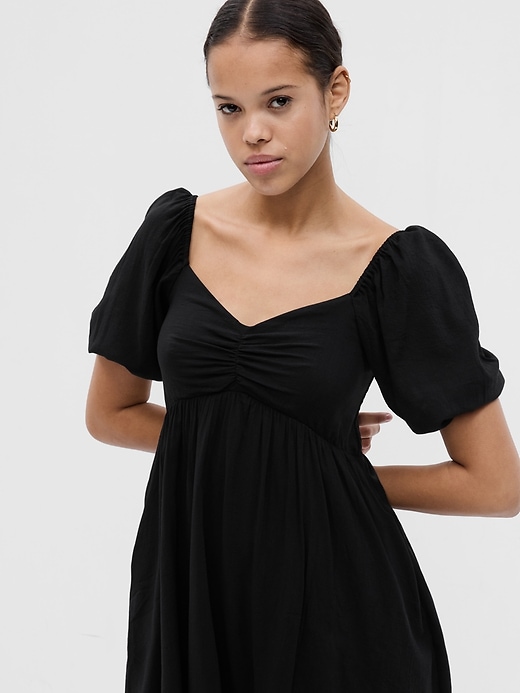 Image number 3 showing, Puff Sleeve Empire Waist Mini Dress