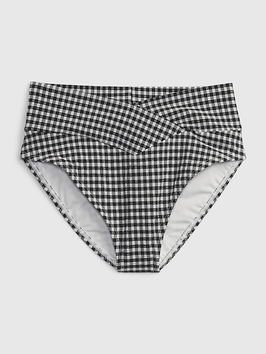 Image number 6 showing, Textured Gingham Crossover Bikini Bottom