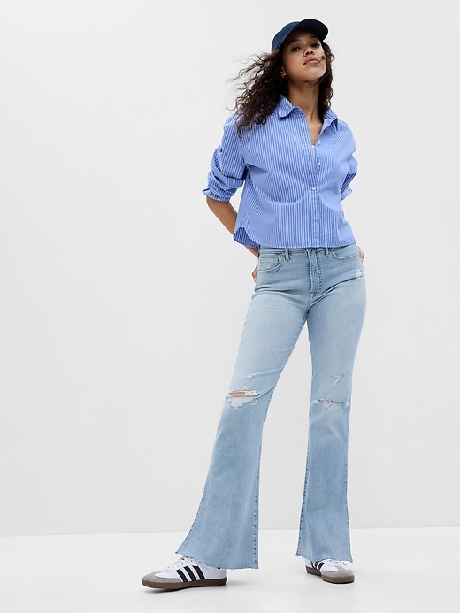 Image number 1 showing, High Rise Split-Hem '70s Flare Jeans