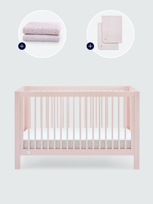 Image number 1 showing, babyGap Charlie Crib with Pink Hearts and Stripes Bedding Bundle