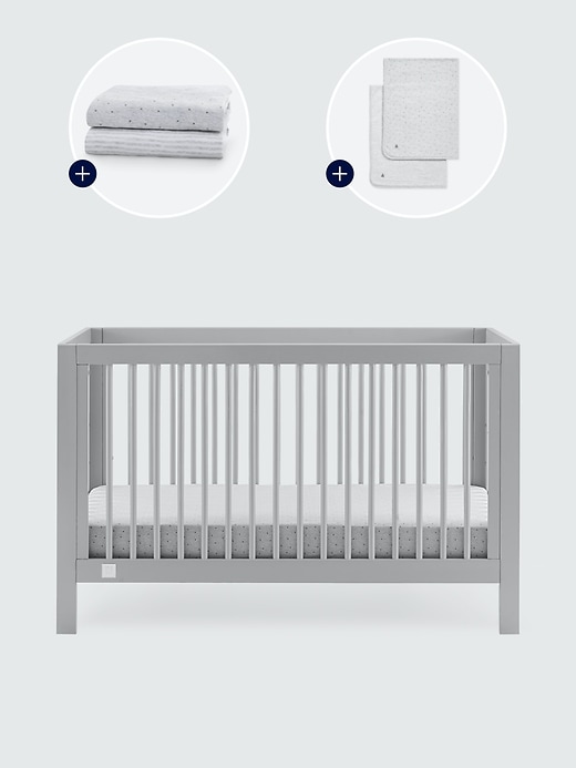 Image number 8 showing, babyGap Charlie Crib with Grey Dots and Stripes Bedding Bundle